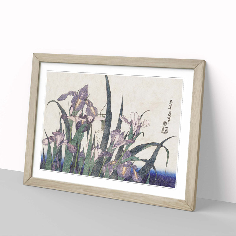 Irises by Katsushika Hokusai - Framed Print, 36cm H x 48cm W x 2cm D, Oak Framed
