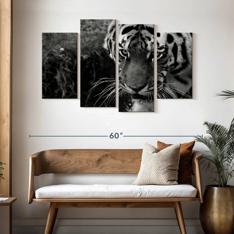 Brampt Black And White Tiger, 32" H x 52" W