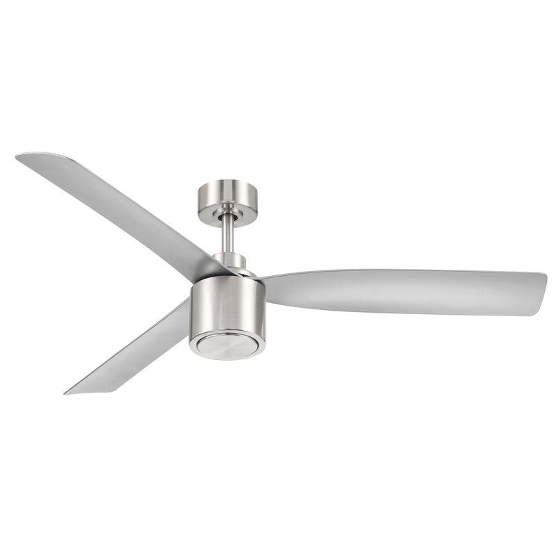 RAVIAN 52 inch 3-Blade Ceiling Fan With Remote (No Light), Brushed Nickel