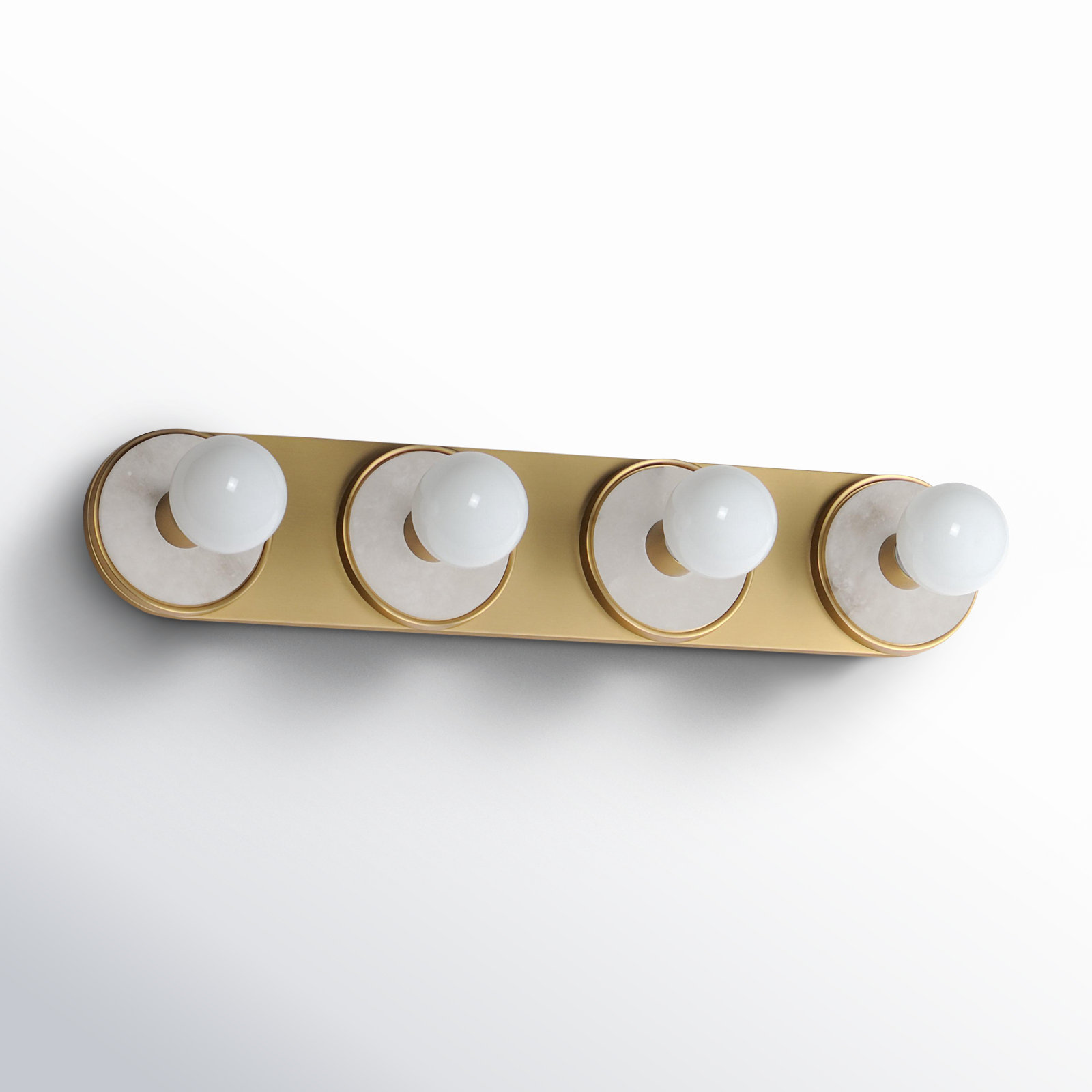 Rocha 4 Light Dimmable Bath Bar, No, White Alabaster/Natural Aged Brass