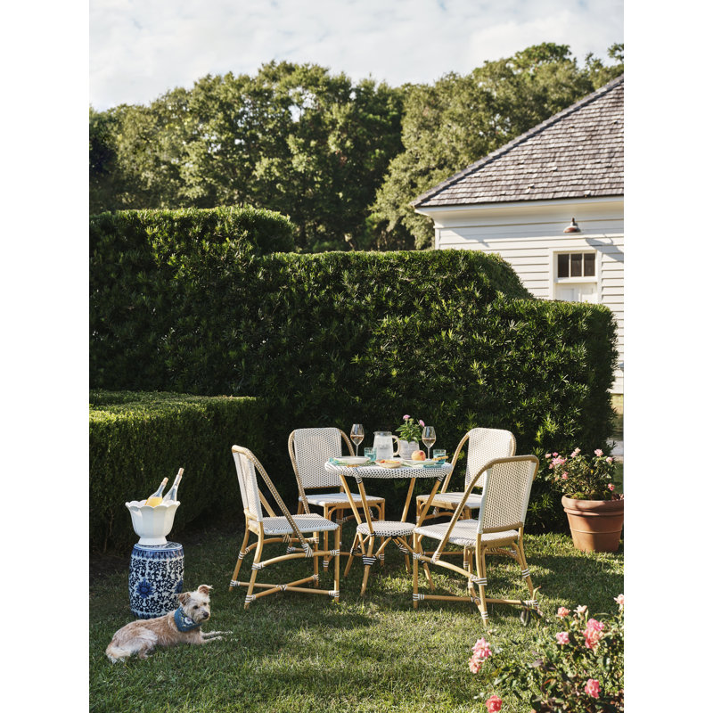 Ellie 3 Person Patio Dining Set, White/Beige, Brown/White