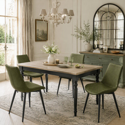 Ensemble de 4 chaises de salle à manger, chaises de style moderne, matériau en polyuréthane et cadre en métal, convenant à la cuisine, au salon et à la salle à manger, résistant aux taches et stable