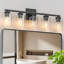 Luminaire de meuble-lavabo de salle de bain 5 lumières Espird avec finition noire matte, conception carrée et certification UL pour salle de bain, salon et chambre à coucher