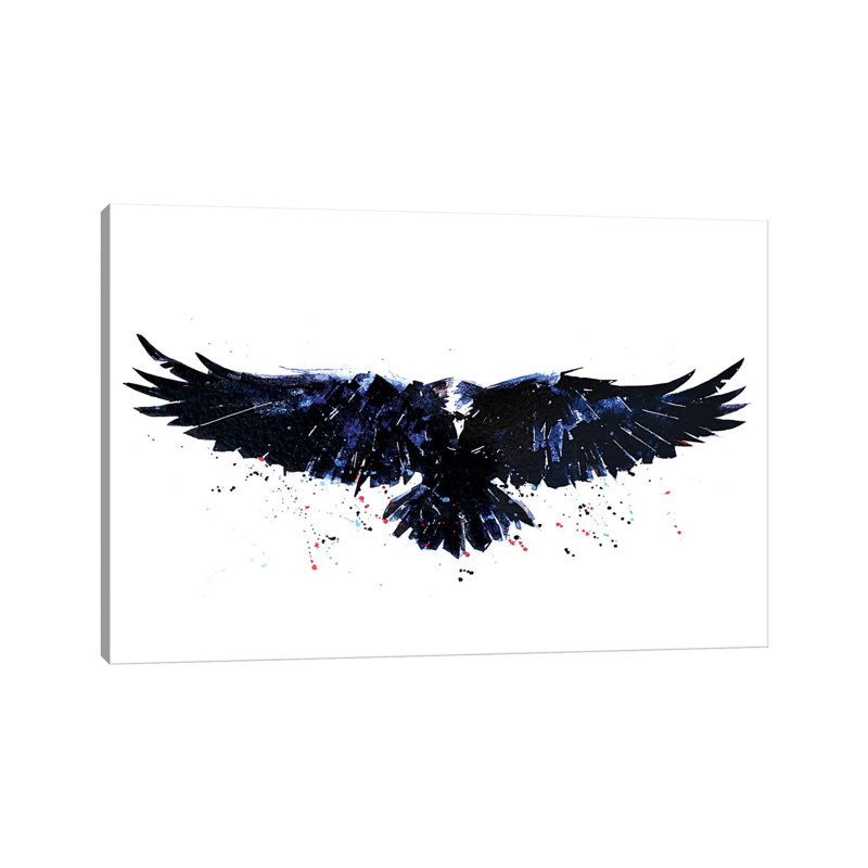 Raven par EdsWatercolours - reproduction d'art sur toile tendue, H 12 po x l 18 po x 1,5 po