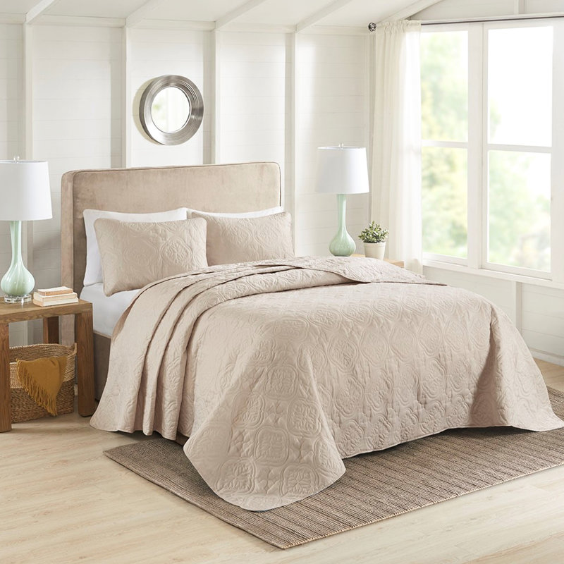 3 couvre-lits réversibles kaki grand, attrait gracieux, Kaki, Couvre-lit grand + 2 pièces supplémentaires