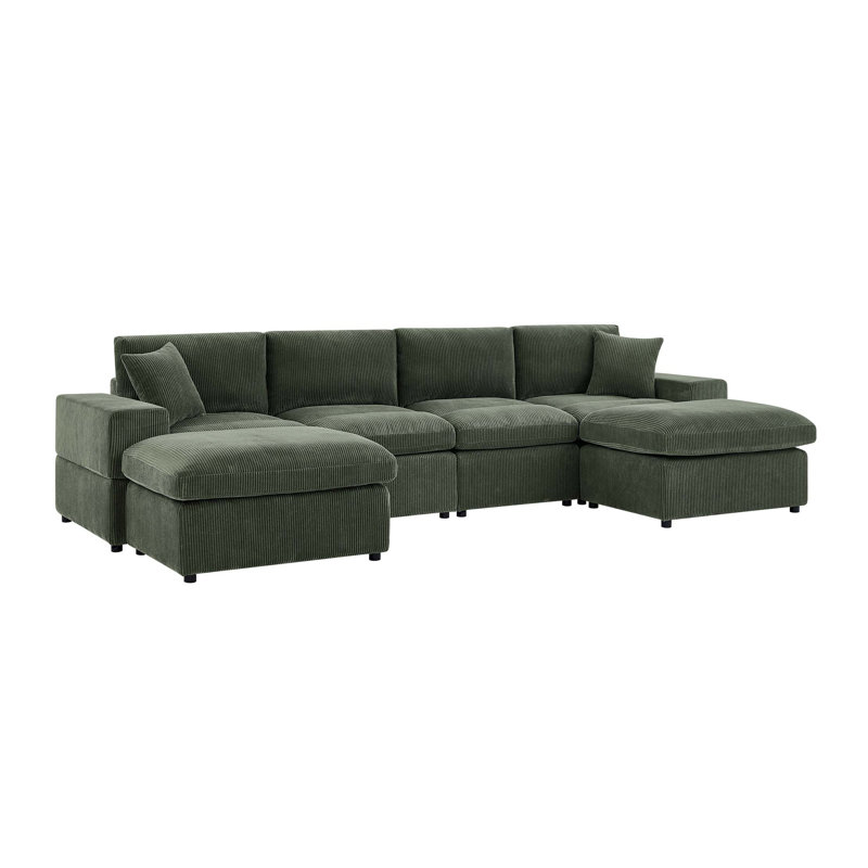 Canapé modulaire symétrique en velours côtelé, Vert foncé