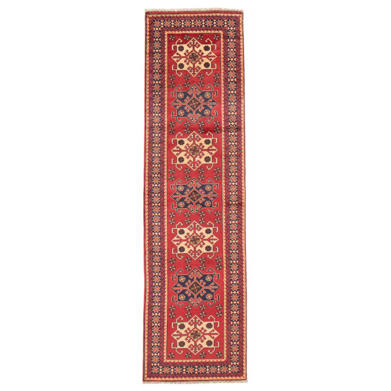 Kargahi One-of-a-Kind Runner: 2'10" X 9'10" New Age Runner Wool Area Rug in Red