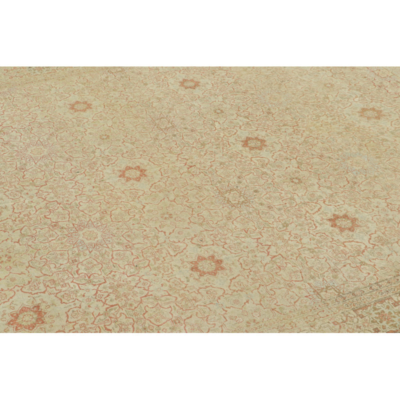 Antique Afghan Rug In Gold & Beige Oriental Floral Patterns - Rug & Kilim