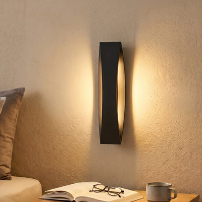 17 In. Black Aluminum Dimmable Led Indoor Outdoor Wall Light