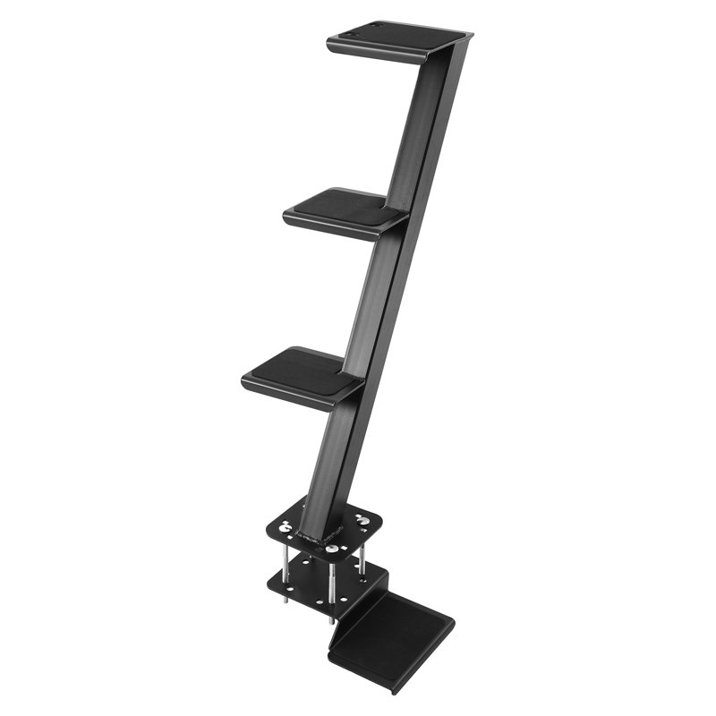Marches de remorque de bateau, marches de remorque de bateau robustes à 4 marches avec poignée, surface antidérapante, 3 options d'angle de fixation, échelle en acier au carbone convenant à un cadre de 3 po x 3 po / 3 po x 5 po / 4 po x 4 po Fixation par le bas