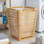 Natural Bamboo Laundry Hamper With Cushioned Lid And Removable Washable Cotton Liner, Stylish Storage Basket For Home