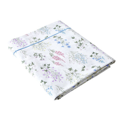 Éole Percale Floral Flat Sheet