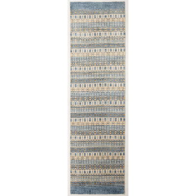 Tapis bleu ciel / beige tissé à la main Cacho