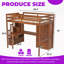 Lit mezzanine double avec bureau intégré, bibliothèques, rangement pour garde-robe et escalier, fabrication en pin et contreplaqué-1294287211