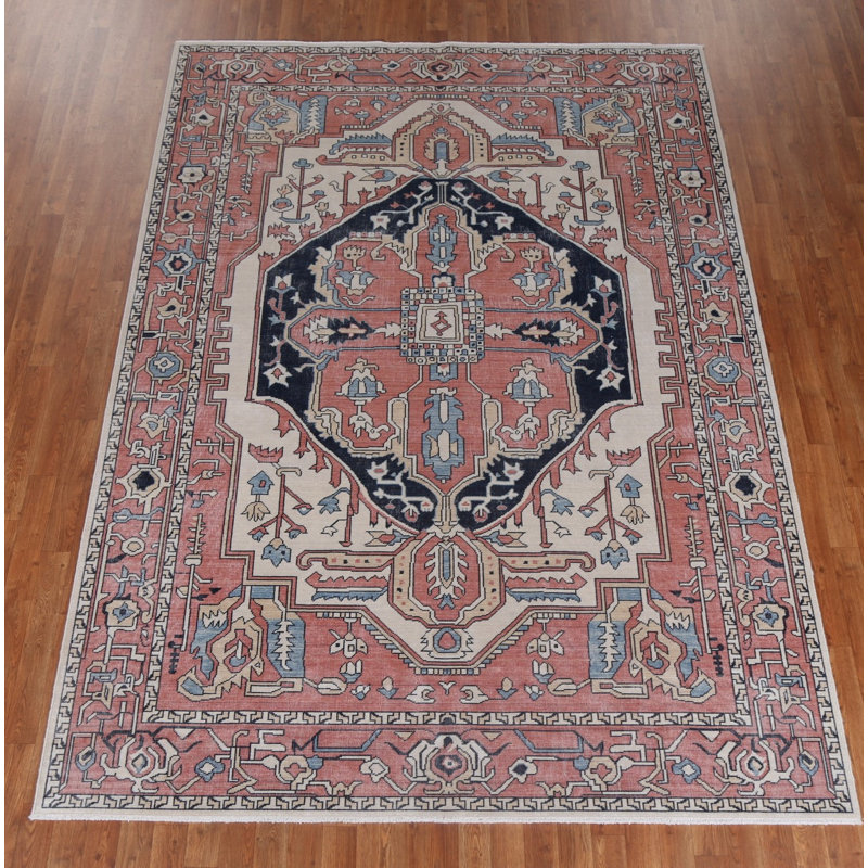 Tapis turc en laine Heriz Serapi noué à la main 7 x 10