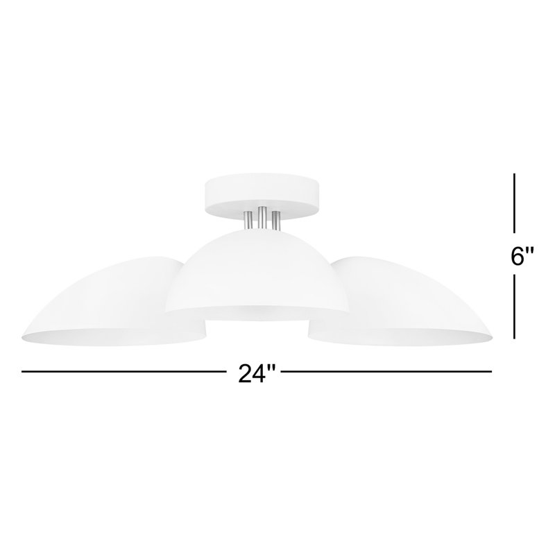 Plafonnier semi-encastré 3 lumières 24 po Adarna, Blanc mat