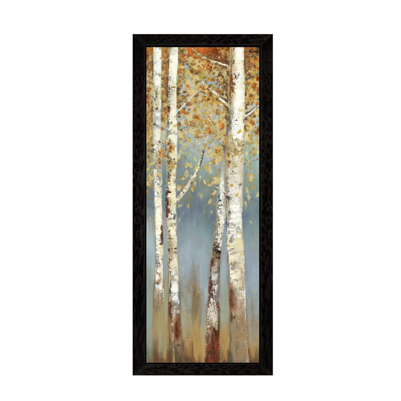 Butterscotch Birch Trees I by Allison Pearce - Print on Canvas, Black Floater Framed, 182.88cm H x 60.96cm W x 3.81cm D