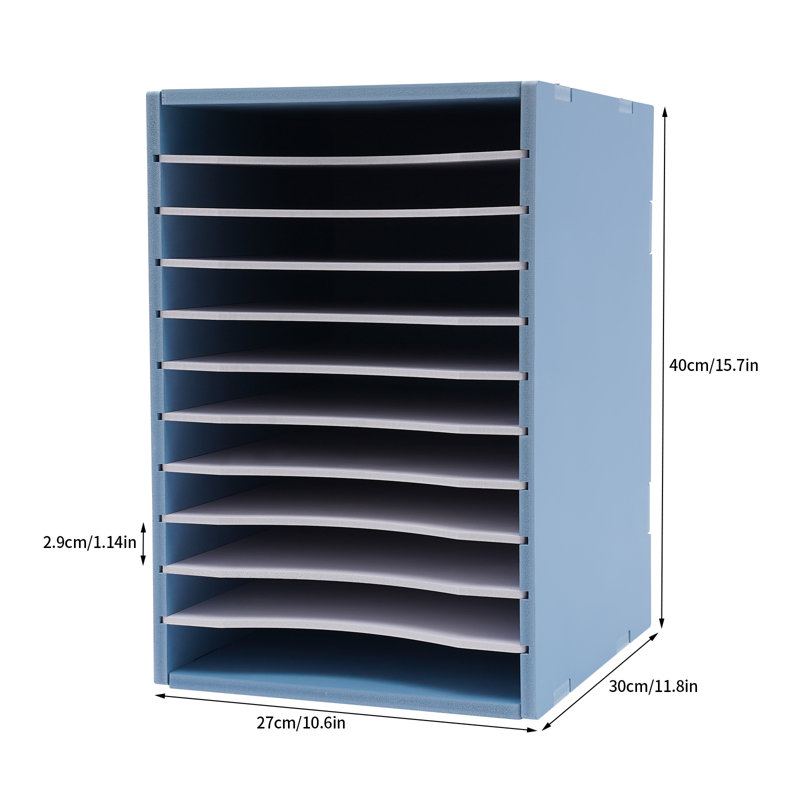Hyeng 11-grid Adjustable Desktop File Organizer, Blue