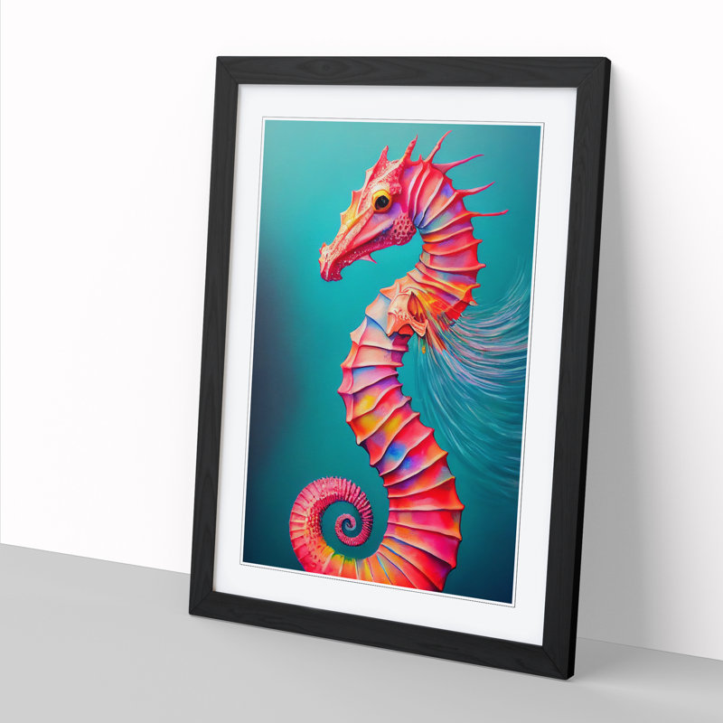 Seahorse Vol.3 - Single Picture Frame Print, 64cm H x 46cm W x 2cm D, Black