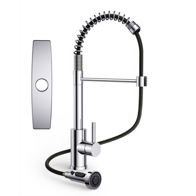 Kitchen Faucet with Pull Down Sprayer, Stainless Steel Kitchen Faucet, Utility Single Handle Spring Sink Faucets 1 or 3 Hole, Kitchen Faucets for Farmhouse Camper Laundry Rv Bar