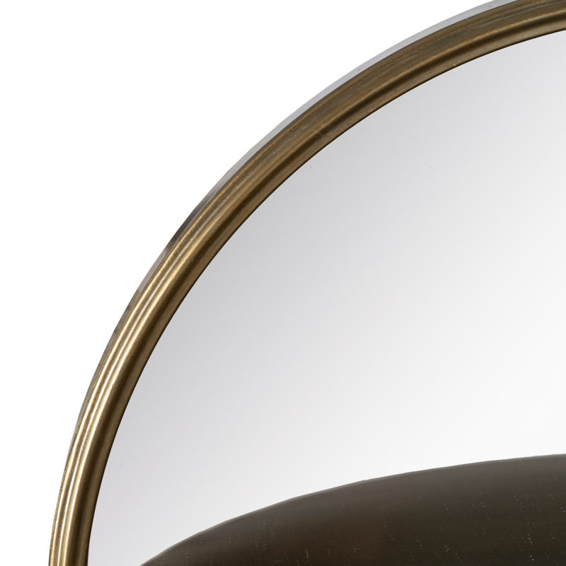 Metal Round Mirror with Shelves
