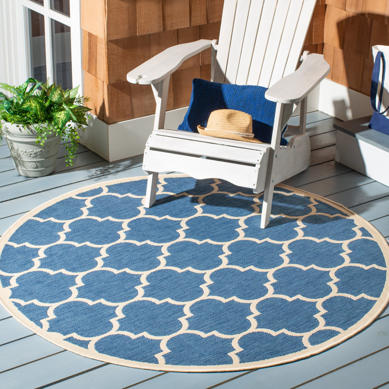 Herefordshire Performance Geometric Indoor/Outdoor Area Rug, Round 4'