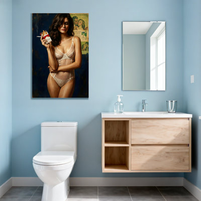 Fashion Woman In Lingerie Holding Cigarette Pack