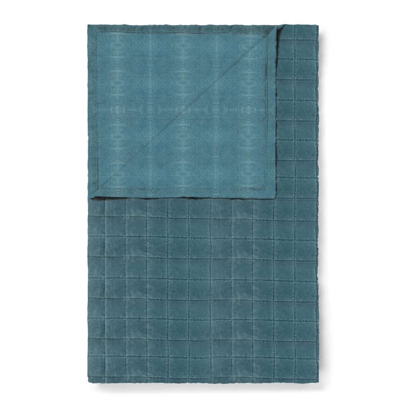 Julia Cotton Solid Colour Bedspread, W270 x L265cm, Blue