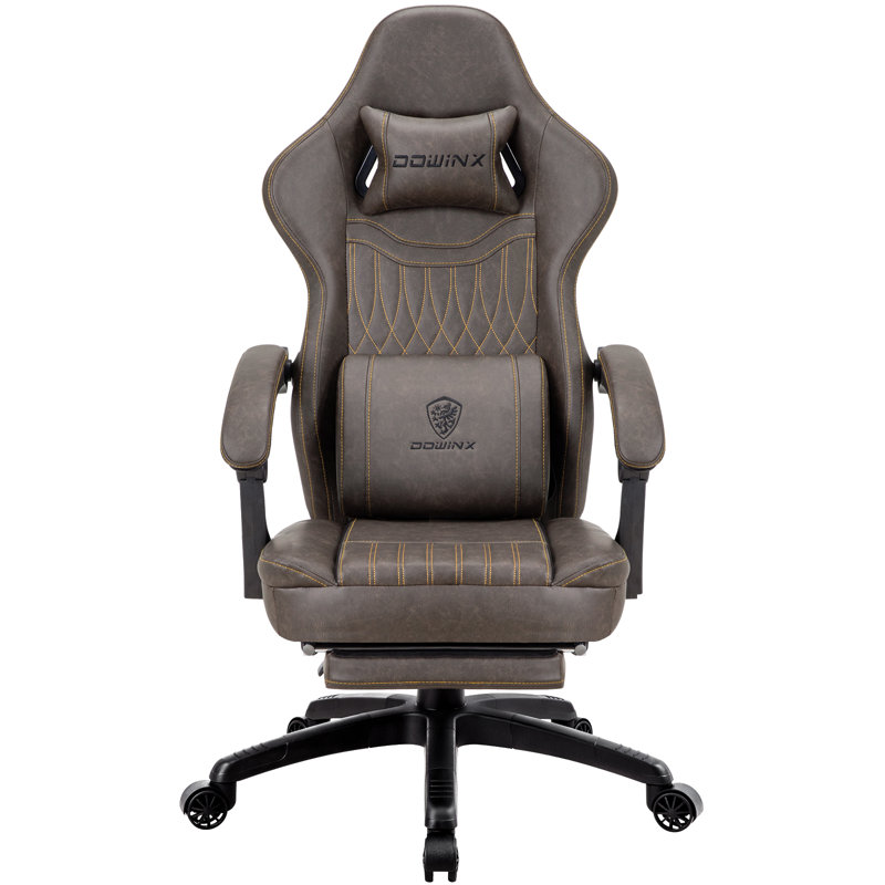 Ergonomic Gaming Chair with Massage Lumbar Support and Footrest — PU Leather Reclining Computer Desk Chair with Pocket Spring Cushion for Adults, Big and Tall Users