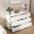 Modern 6 Drawer Double Dresser with LED Lights and Built-in Charging Station, 47" Wide White Dresser with USB & Type-C Ports for Bedroom