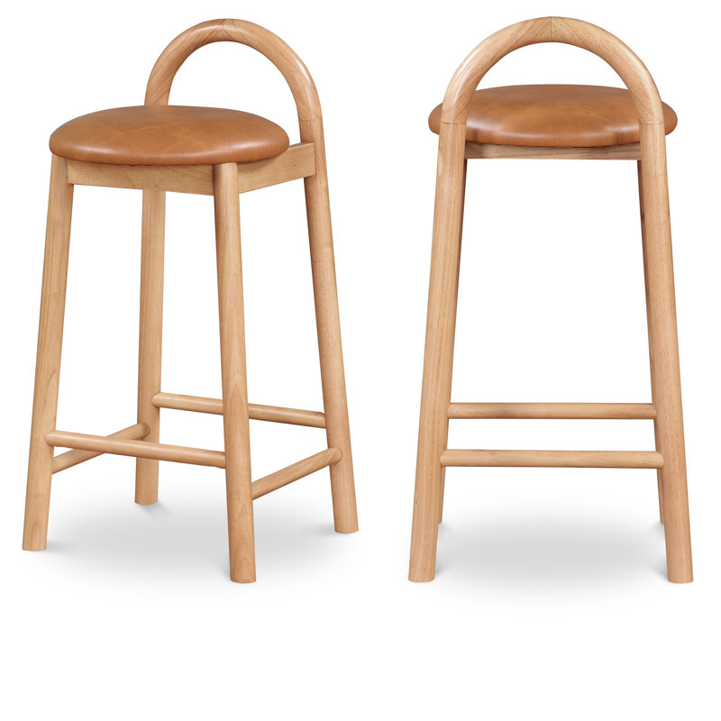 Calvin 27" Counter Bar Stool, Natural, Cognac Vegan Leather