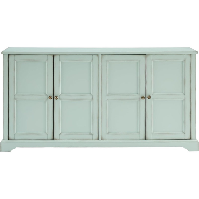 Buffet Traditional, armoire de rangement bleue patinée
