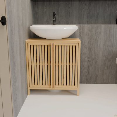 Natural Bamboo Large Capacity Basin Cabinet