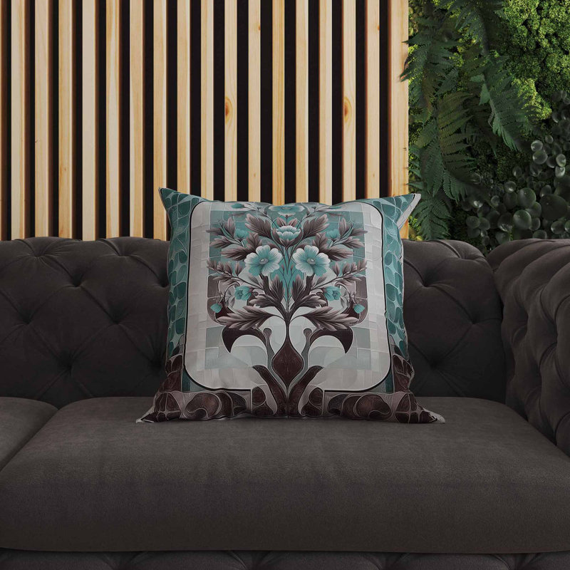 Gilded Grove intérieur / extérieur 18 x 18, Square 18", Teal/Brown