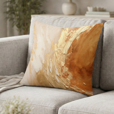 Abstract Spirals Decorative Cushion - Copper Gold Lush Vortex Printed Throw Pillow