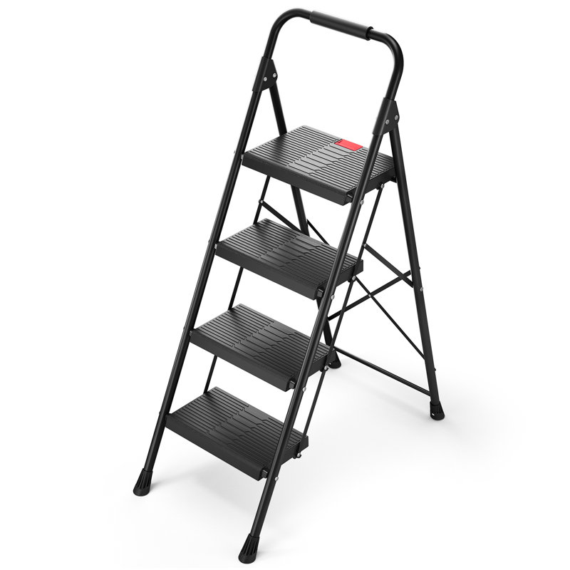 4 Step Ladder,800lbs Folding Step Stool with Anti-Slip Wide Pedals,Metal Ladder with Safety Lock