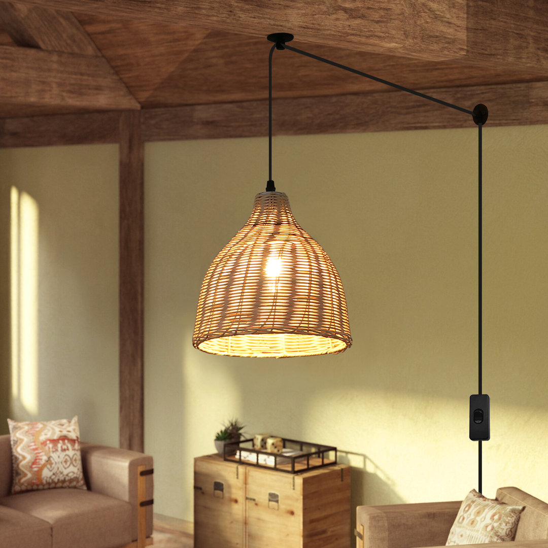 Kocher 1 - Light Natural Pendant Lamp Bamboo Lampsahde Hanging Lamp Kitchen Island Bay Isle Home™
