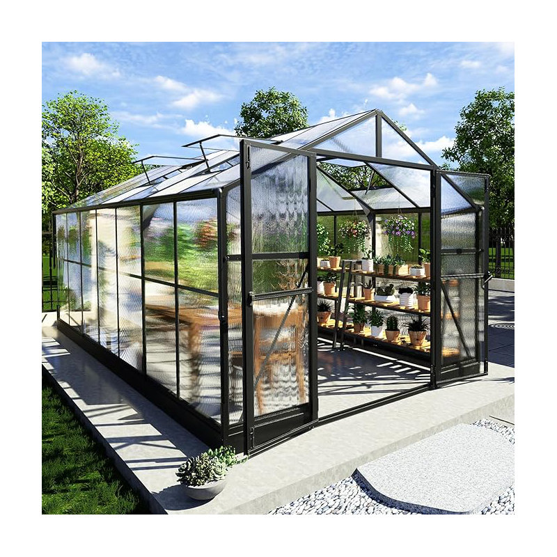  Heavy-duty Polycarbonate Greenhouse, 83" H x 96" W x 168" D
