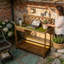 Wooden Potting Bench Outdoor - Galvanized Metal Top with Drawer Shelf - Brown