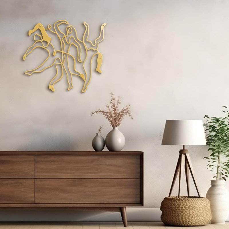 Décoration murale en métal, H 30 po x l 30 po x P 0,05 po, Or