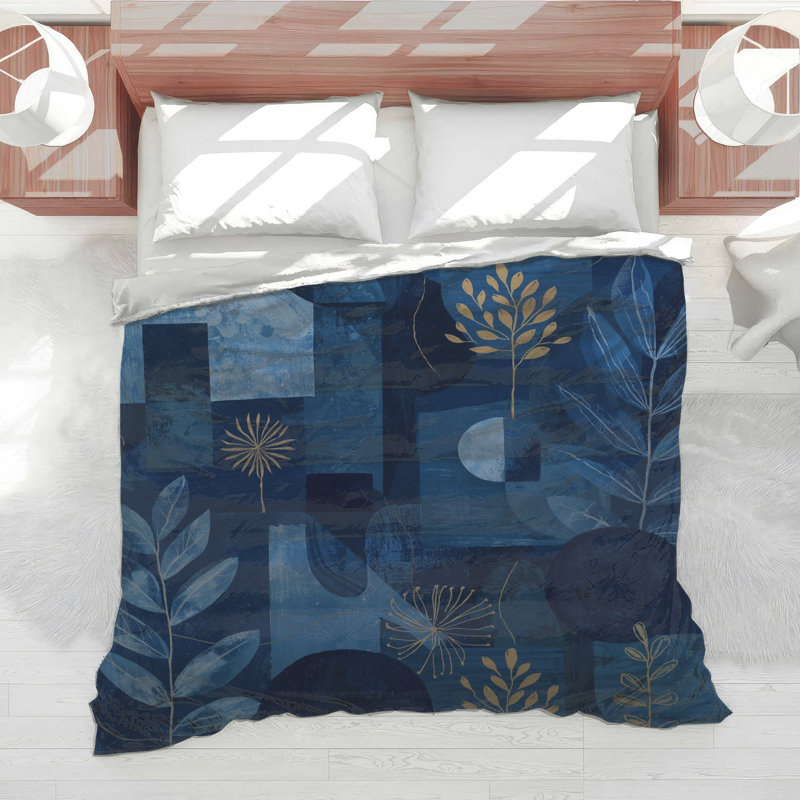 Blue Botanical Abstract Comforter, Queen