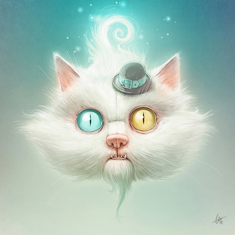 « the impair kitty », impression sur toile tendue, H 18 po x l 18 po x P 1,5 po