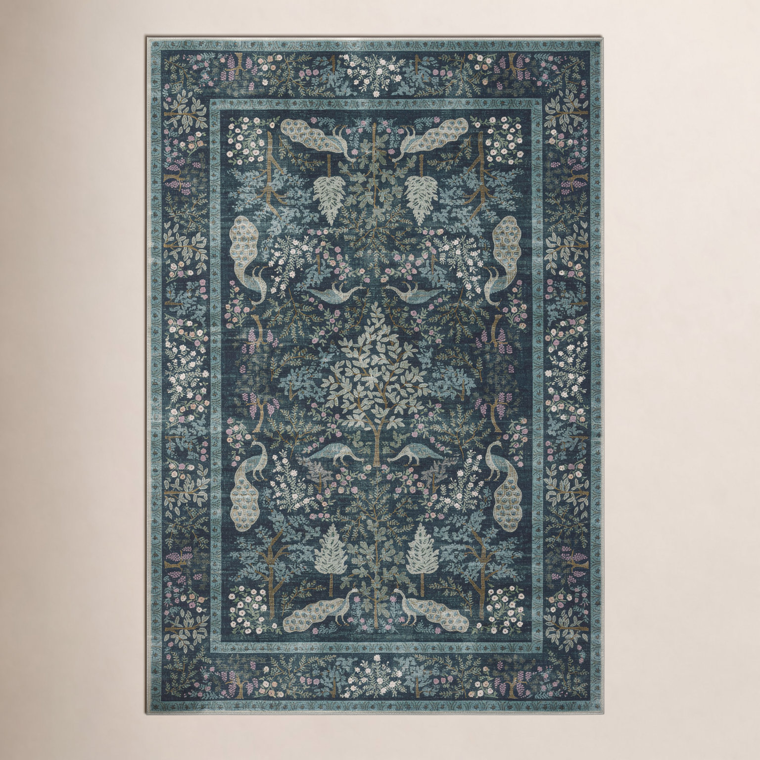 Canopy Teal Area Rug, Rectangle 6' x 9'