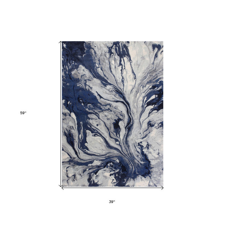 Illusions Abstract Area Rug, Rectangle 3'3" x 4'11", Blue