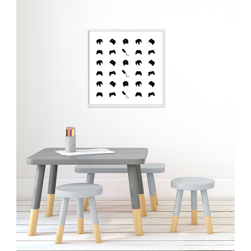 Imprimé papier à motif de joueur, H 27,5 po x l 27,5 po x P 1,19 po, Encadré de boîte blanc