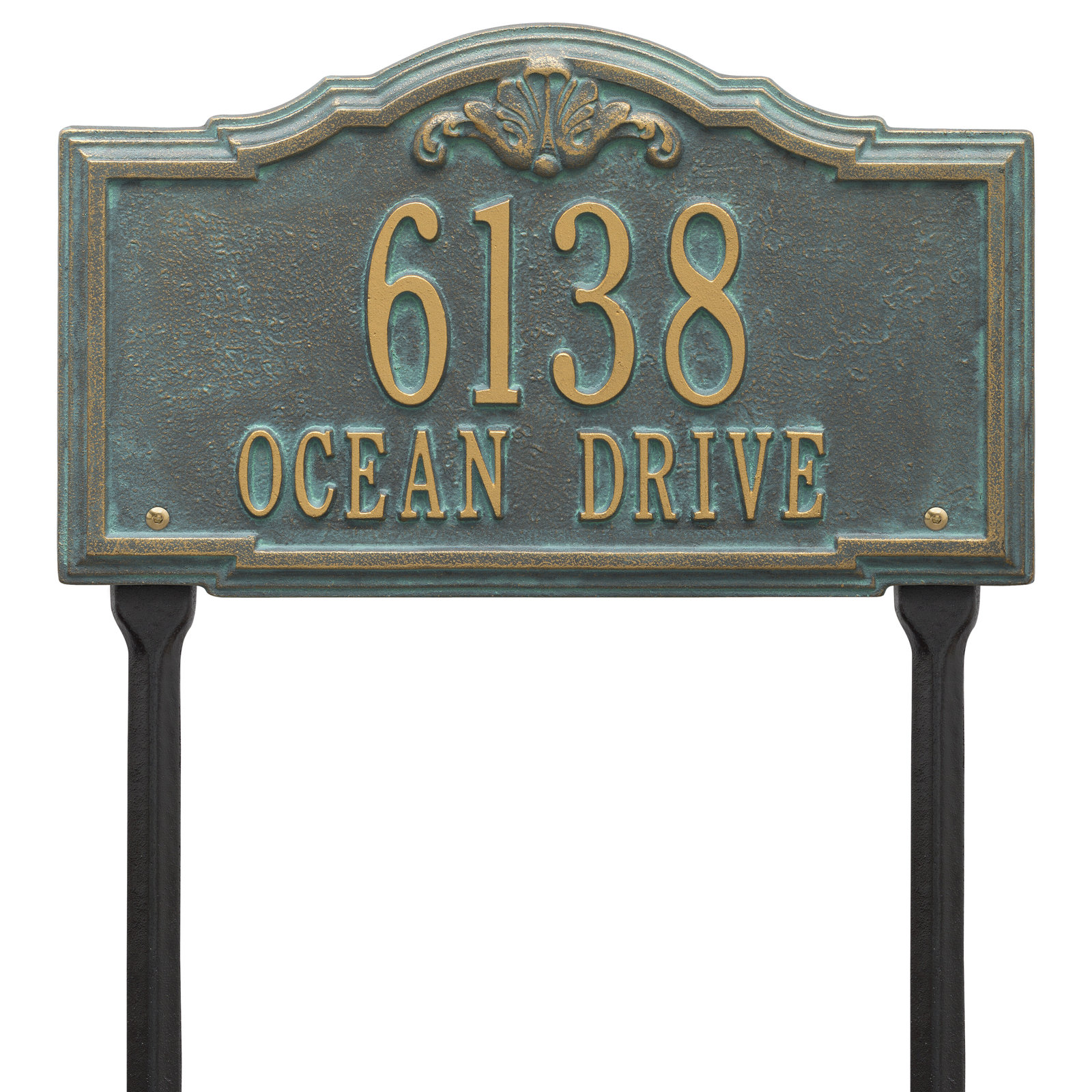 Gatewood Personalized Standard 2-Line Lawn Address Sign, Bronze/Verdigris, Yes