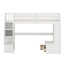 Lit mezzanine avec bureau, tablettes, tiroirs intégrés et escalier de rangement-301679284