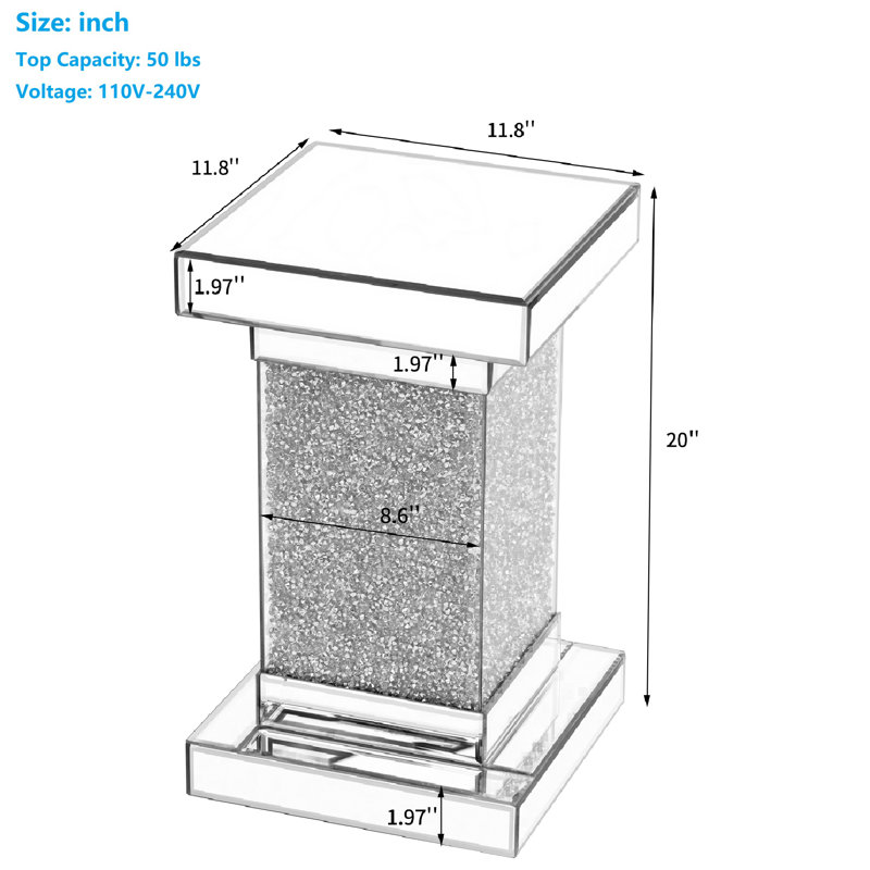 Mirrored End Table