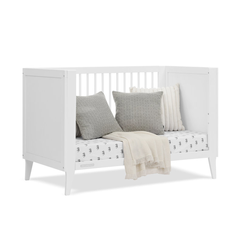 Bianca White Mid-Century Modern 4-in-1 Convertible Crib