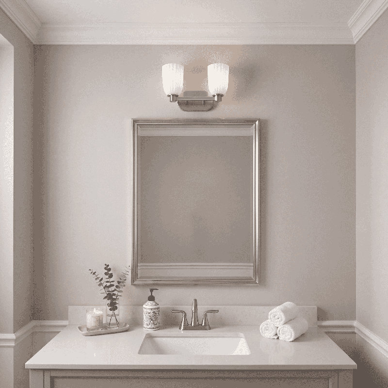 2-Light Bathroom Vanity Light in Satin Nickel, Satin Nickel, 2